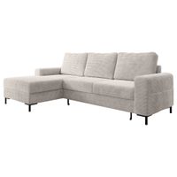 Ecksofa SAIGON Cord Lichtgrau mit Bettfunktion und Bettkasten Bett Sofa Schlafsofa Ottomane links