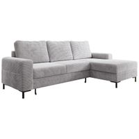 Ecksofa SAIGON Cord Grau mit Bettfunktion und Bettkasten Bett Sofa Schlafsofa Ottomane rechts