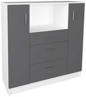 Küchenschrank Schublade Unterschrank Küche Küchenmöbel Mikrowelle Esilo Weiß/Anthrazit