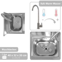 Spültisch freistehend mit Kalt Warm Anschluss, M 54,8 x 49,5 x 90 cm