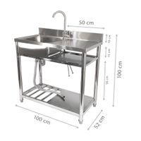 Lemodo Spültisch freistehend mit Kalt Warm Anschluss, L 99,8 x 51,4x 90 cm