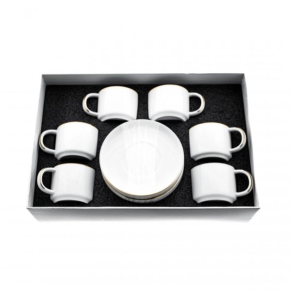 Mokka-Tassen-Set - 12 Teiliges Set weiß - Espressotasse 100 ml Glatt