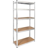 Stilvolles Metallregal mit 5 Böden Robuste Aufbewahrungslösung 180cm x 90cm x 40cm Silber