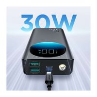 Powerbank JR-PBF02 30W 20000mAh + USB-A - USB-C Kabel 0,25m - Schwarz