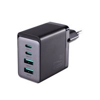 Ladegerät GaN 67W 4 Ports (2x USB, 2x USB C) schwarz (TCG02) + Kabel USB C - USB C 100W 1,2m