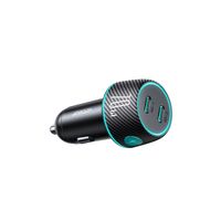 70W  2x USB C Autoladegerät mit LED-Hintergrundbeleuchtung - Schwarz