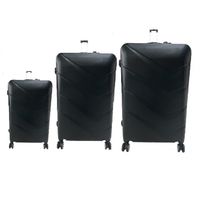 Wave Line 3-tlg. Hartschalenkofferset aus leichter ABS-Kunststoff Koffer Schwarz