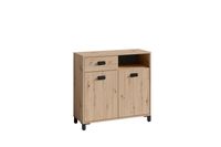 WELLNESS Kommode, Breite 80 cm, Eiche-Optik, Alu/Kunststoff schwarz
