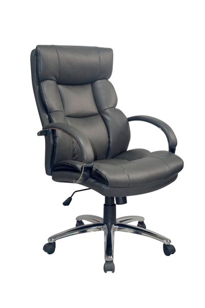 PAUL-XXL Chefsessel, Metall verchromt, Kunstleder dunkelgrau, Absatz schwarz