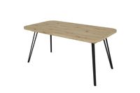 LIFE Tisch mit Auszug, Breite 160 bis 240 cm, Metall schwarz pulverbeschichtet, Eiche-Optik