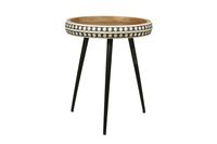 JANA Beistelltisch, Breite 35 cm, Metall schwarz pulverbeschichtet, Mangoholz natur