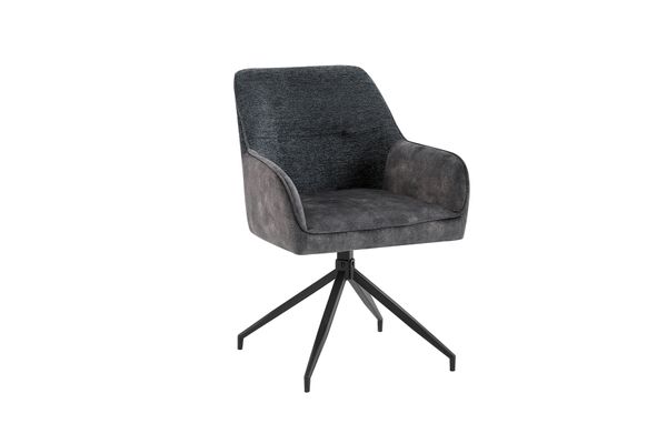 JACKY Stuhl, 2er Set, Metallgestell schwarz pulverbeschichtet, Vintage Velvet-Boucle anthrazit