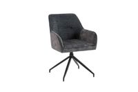 JACKY Stuhl, 2er Set, Metallgestell schwarz pulverbeschichtet, Vintage Velvet-Boucle anthrazit