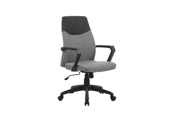 EDGY Chefsessel, Kunststoff schwarz, Webstoffbezug grau Absatz schwarz