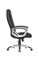 DEREK-XXL Chefsessel, Kunststoff silberfarben, Kunstleder schwarz