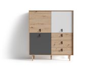 BILL Highboard, Breite 120 cm, Eiche-Optik, matt weiß+anthrazit