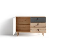 BILL Sideboard, Breite 120 cm, Eiche-Optik, matt weiß+anthrazit