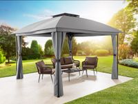 Doppeldach-Pavillon mit Klappe und Seitenwänden, 3.3x3.3m