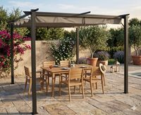 Pavillon mit Schiebedach aus Aluminium ca. 290 x 290 x 215 cm in Grau