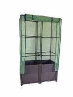Hochbeet mit Kunststoffabdeckung, Rankgitter für Garten, ca. 40 x 80 x 141 cm - Braun