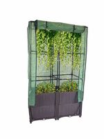 Hochbeet mit Kunststoffabdeckung, Rankgitter für Garten, ca. 40 x 80 x 141 cm - Braun