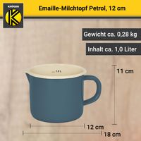 Emaillierter Milchtopf Petrol, 12 cm