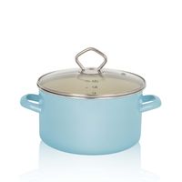Emaillierter Fleischtopf Sylt mit Glasdeckel, 16 cm