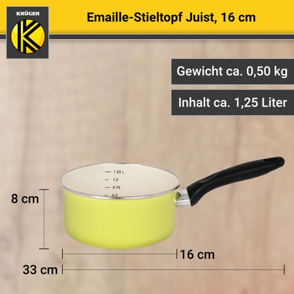 Emaillierter Stieltopf Juist, 16 cm