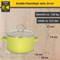 Emaillierter Fleischtopf Juist mit Glasdeckel, 24 cm