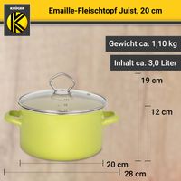 Emaillierter Fleischtopf Juist mit Glasdeckel, 20 cm