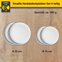 Emaillierte Herdabdeckplatten-Set, 4-teilig