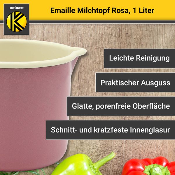 Emaillierter Milchtopf - rosa - 12 cm