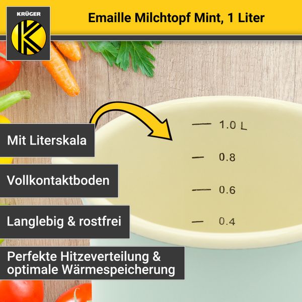 Emaillierter Milchtopf - mint - 12 cm
