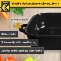 Emaillierte Vierkantpfanne schwarz, 26 cm