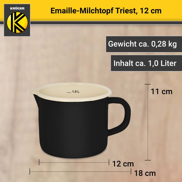 Emaillierter Milchtopf Triest, 12 cm