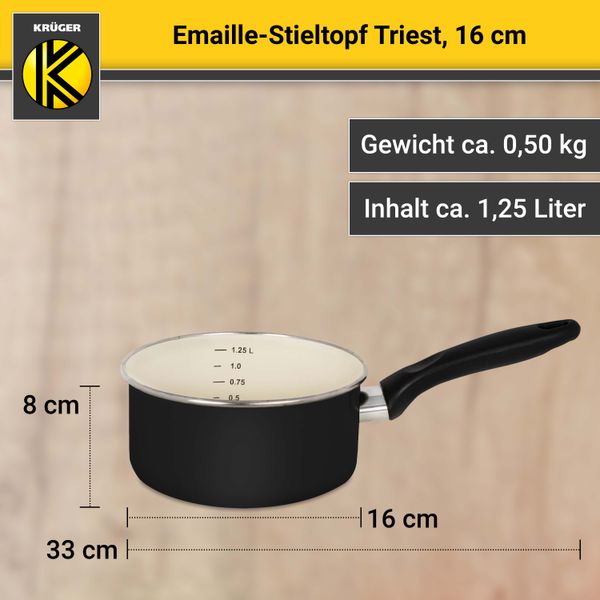 Emaillierter Stieltopf Triest, 16 cm