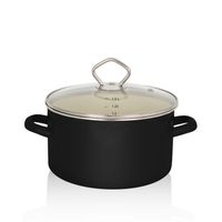Emaillierter Fleischtopf Triest mit Glasdeckel, 16 cm