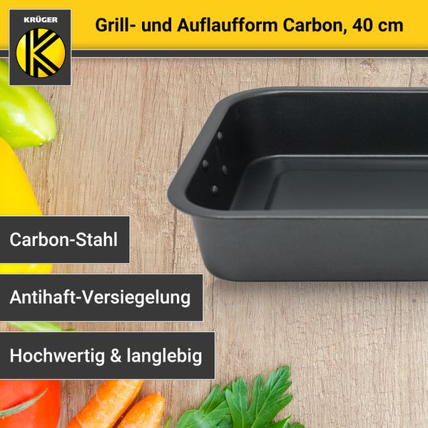 Grill- und Auflaufform aus Carbon-Stahl, 40 cm