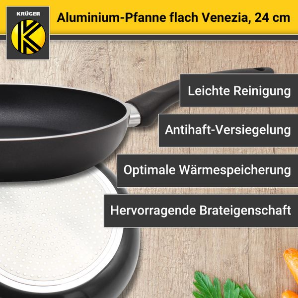 Aluminium Pfanne Venezia flach, 24 cm