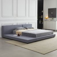 HOME DELUXE Bett mit Ablage GALAXIS Grau - 140 x 200 cm