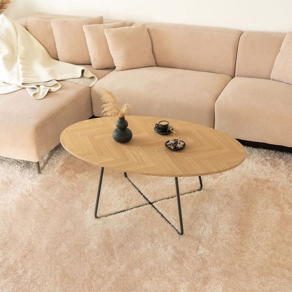 HOME DELUXE Couchtisch Oval NOVARIS -  Fishbone Oak
