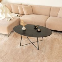 HOME DELUXE Couchtisch Oval NOVARIS -  Fishbone Oak
