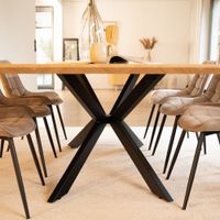 HOME DELUXE Esstisch Eckig AVENCIA inkl. Sternfuß - 200 x 120 cm Fishbone Oak