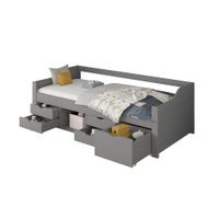 HOME DELUXE Kinderbett COSMOS mit Schubladen und Matratze - 90 x 200 cm Grau