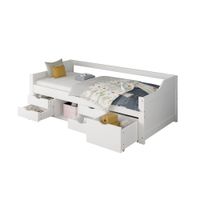 HOME-DELUXE Kinderbett COSMOS mit Schubladen und Matratze - 90 x 200 cm Weiß