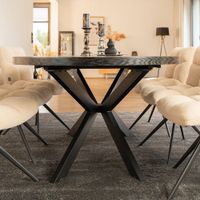 HOME DELUXE Esstisch Rund Ausziehbar AVENTURA inkl. Sternfuß - 120 x 120 cm Dark Oak