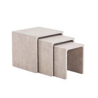 HOME DELUXE Beistelltisch 3er Set IRIMA – Marmor Beige