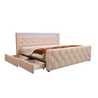 Polsterbett VELARA inkl. Matratze und Topper 180 x 200 cm - Beige