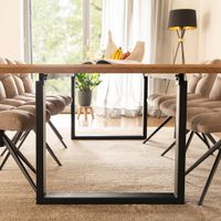 HOME DELUXE Esstisch Eckig AVENCIA inkl. U-Fuß - 240 x 120 cm Fishbone Oak