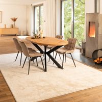 HOME DELUXE Esstisch Oval Ausziehbar AVENTI inkl. Sternfuß - 160 x 100 cm Light Oak